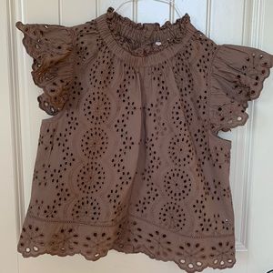 Eyelet blouse mocha color